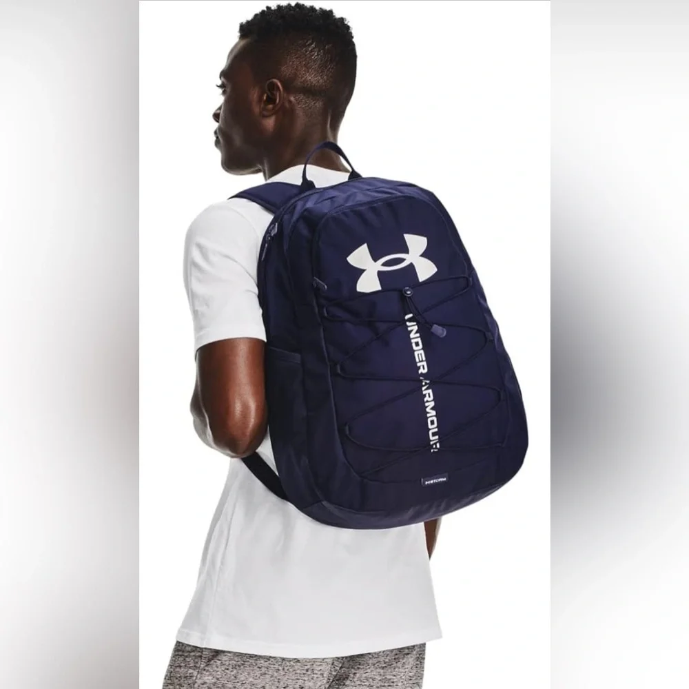 NWT- Under Armour- Adult Hustle Sport Backpack- Midnight Navy/Metallic Silver